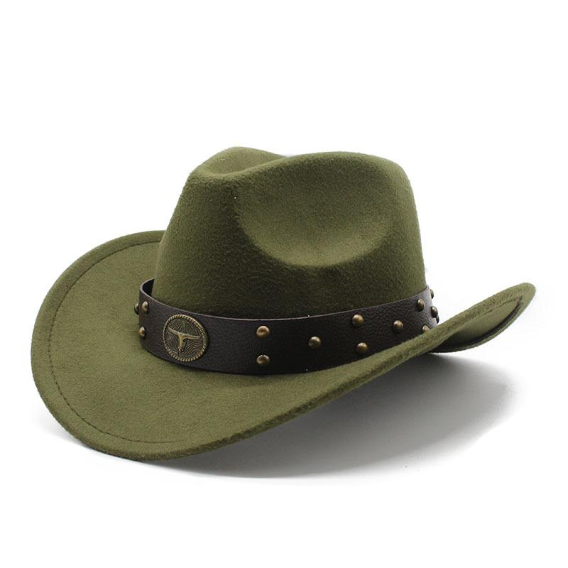 Western Cowboy Hat Woolen Felt Hat Men'S And Women'S Top Hat Outdoor Riding Hat