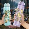 1PC Multiple Cat Collection Print 750ml Color Plastic Sports Water Bottle Leakproof Flip Straw Lid Suitable for Sports Office Home Use