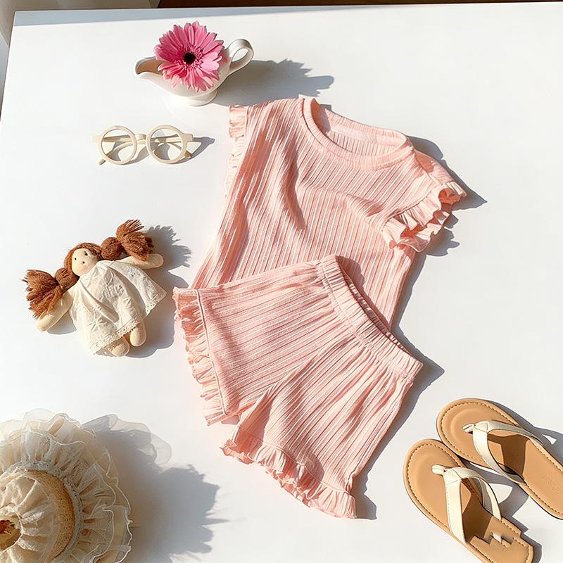 Summer Girls Ice Silk Sleeveless Vest And Shorts Set Stylish Two Piece Outfit For Toddler Baby Casual Wear