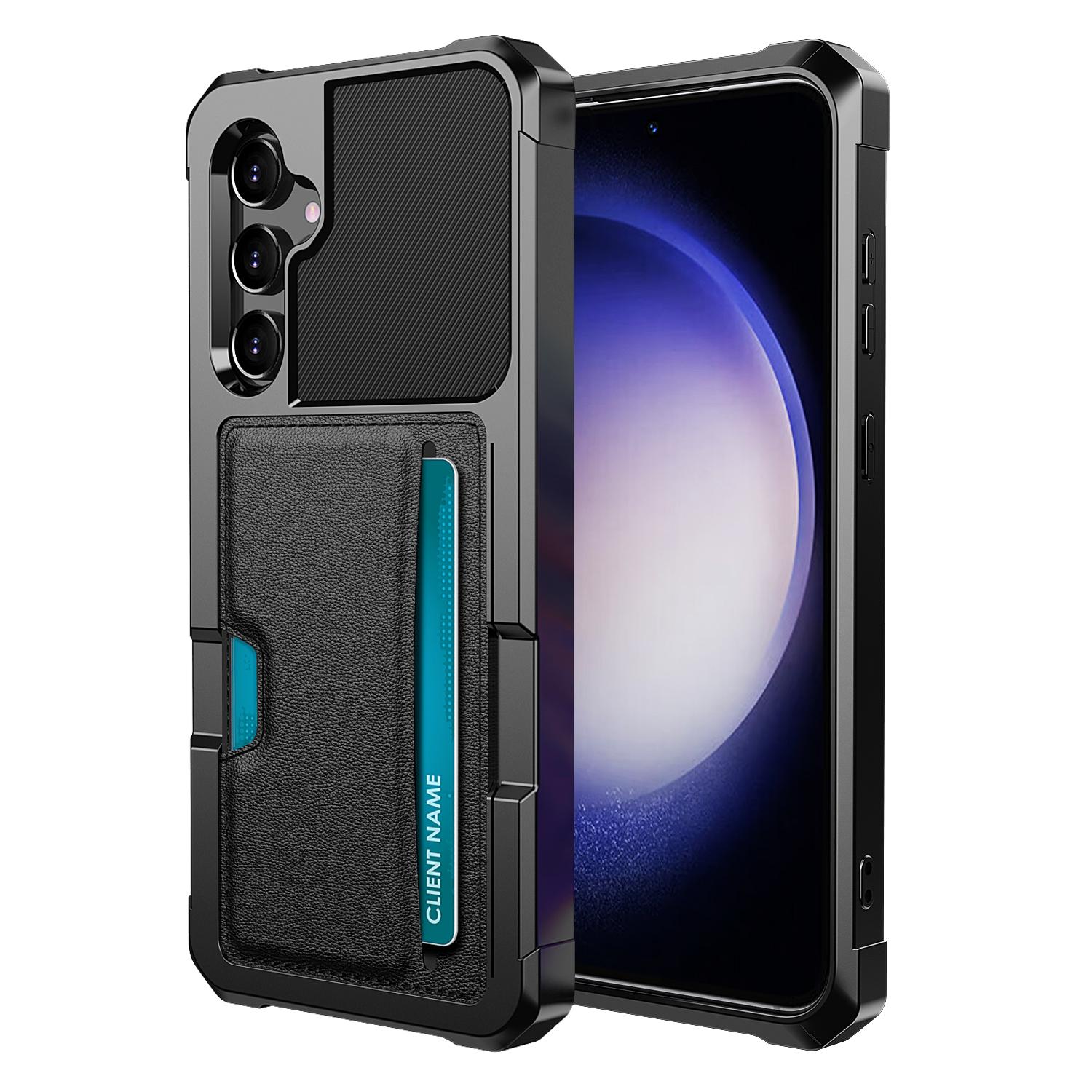 

Back Case for Samsung Galaxy S23 FE,ZM02 Four Corners Anti-drop PU Leather Coated TPU Card Holder Phone Shell A