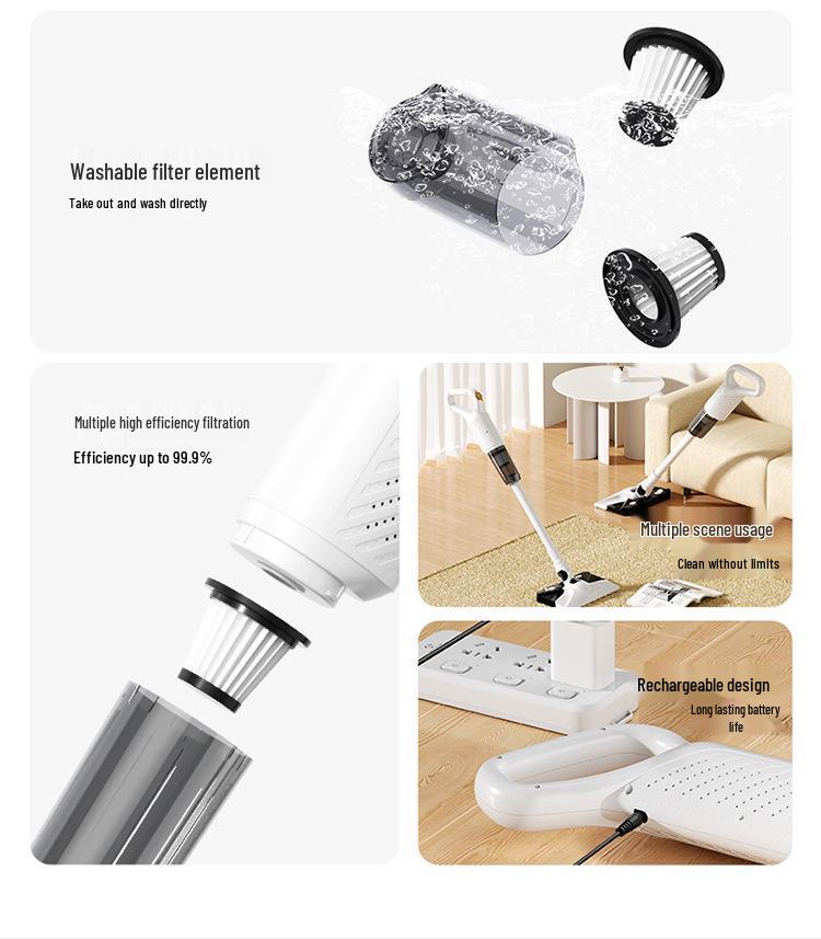 High-Power Portable Handheld Wireless Vacuum Mop - Multifunctional with Strong Suction for Dust and Mite Removal