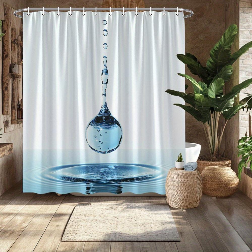 Realistic Water Droplet Splash Shower Curtain, Fade-Resistant Polyester,  Machine Washable, Stylish Bath Decor