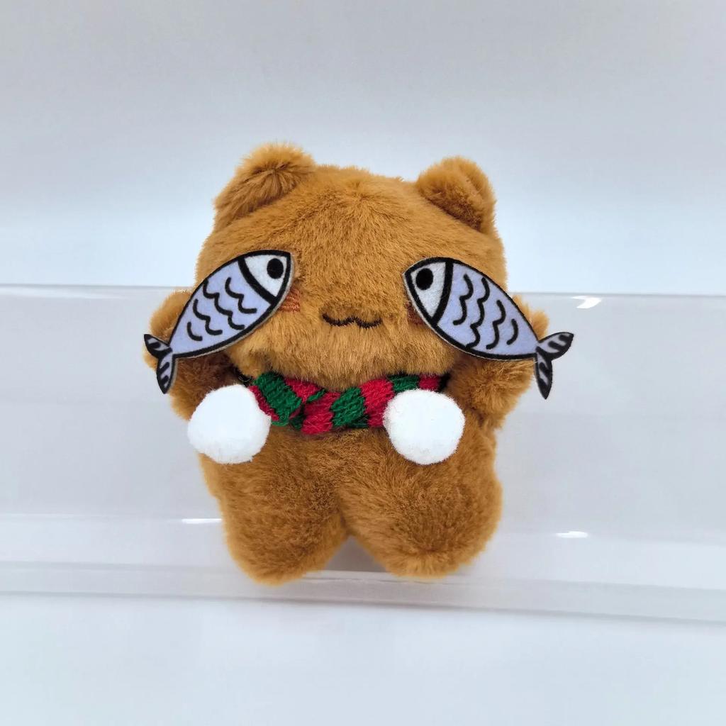 Plush Shy Cat Keychain Cute Bell Backpack Pendant Keyring Handbag Charm Girl Gift Fluffy Kitten Pendant Bag Accessory