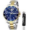 Men's Quartz Wristwatch Date Waterproof Luminous Fashion Classic Gold and Blue