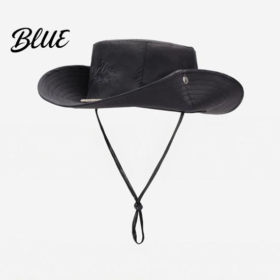 Unisex Foldable Summer Hat Wide Brim Bucket Hat  UV Protection Sun Waterproof Quick Dry Fishing Adjustable Windproof Cap with Wind Lanyard &