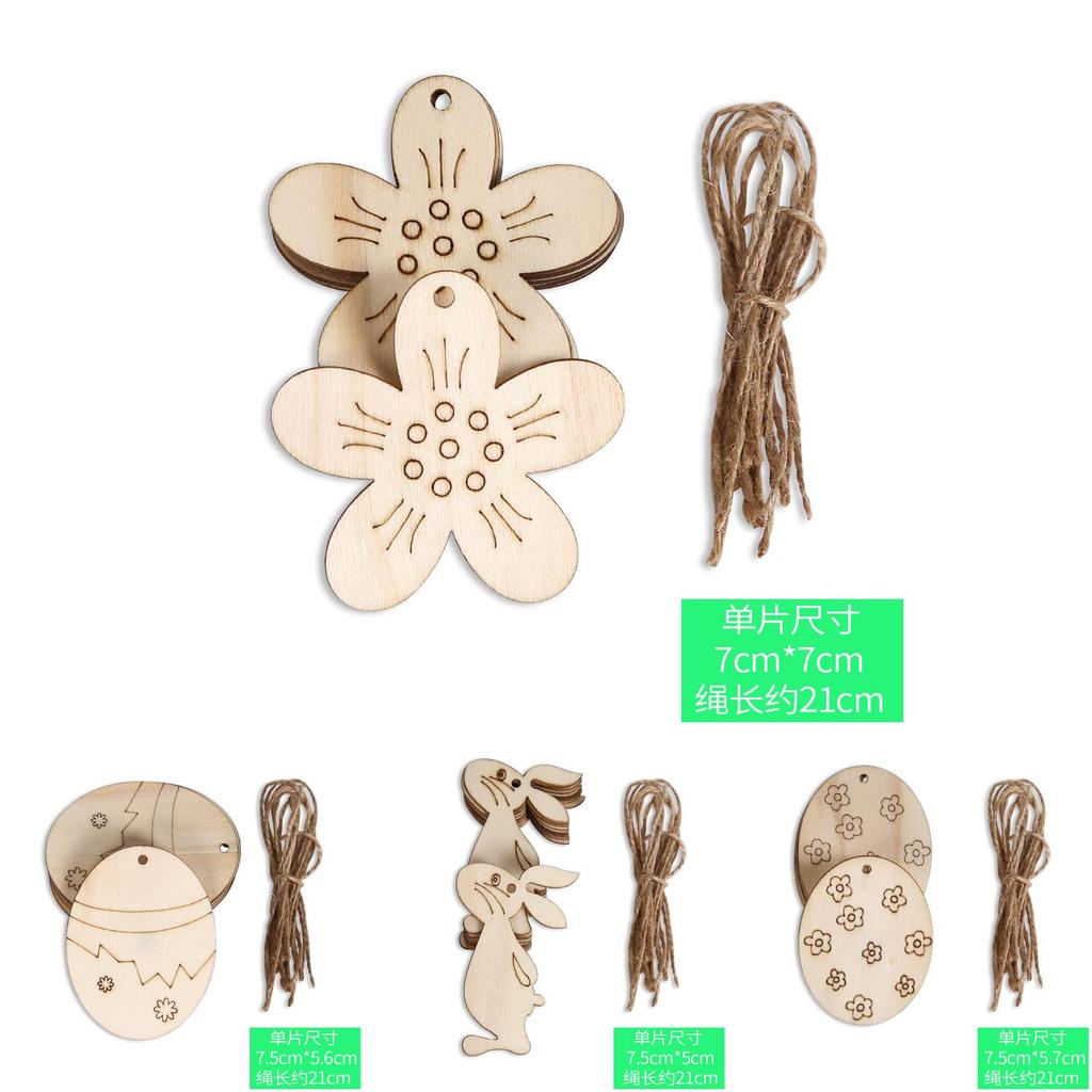 Colorful Wooden Easter Hangings Including Eggs Rabbits Chickens And Sunflowers