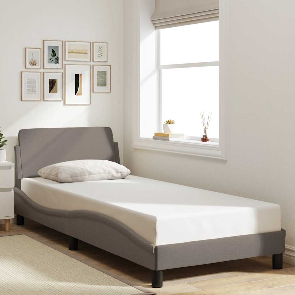 Vidaxl Rama Łóżka Z Zagłówkiem Bez Materaca, Taupe, 90X200 Cm, Tkaniną