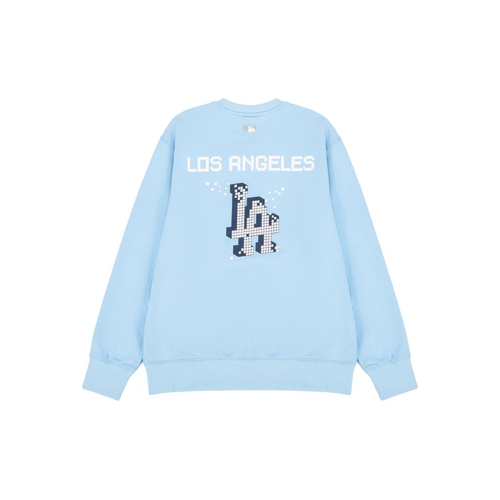 New MLB PLAY PIXEL OVERFIT Los Angeles Dodgers Sweatshirt Unisex Light Blue 3AMTP0121-07BLL