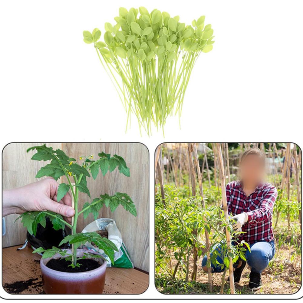 Garden Plant Clips Leaf Cable Ties Garden Support Green Nylon Material Leaf-shaped Design Simple Locking Mechanism