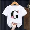 Summer Beautiful Letters Pink Flowers and Butterflies Printed Kids T Shirt Girls Tops Casual Baby Girl T-Shirt  Fashion Short