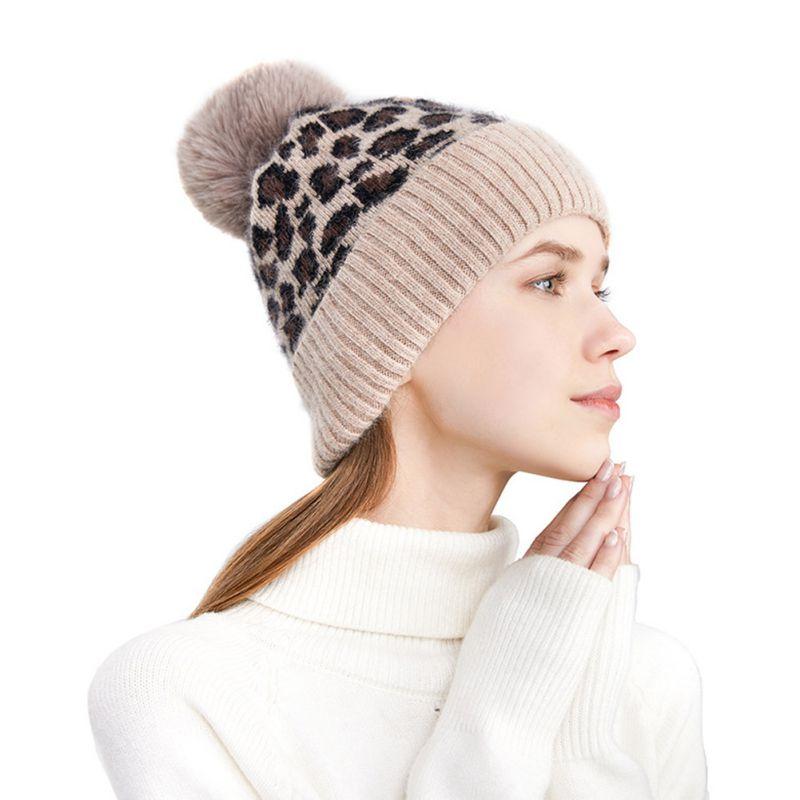 Knitted Beanie Hats With Faux Fur Pom 
