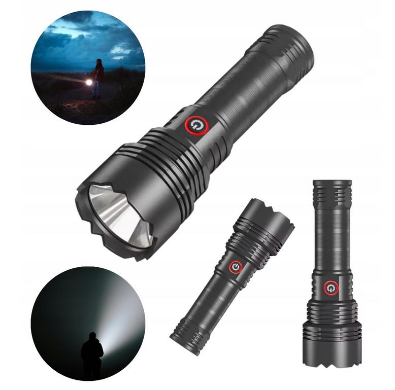 LED tactical flashlight, strong survival light, with 3400mah battery