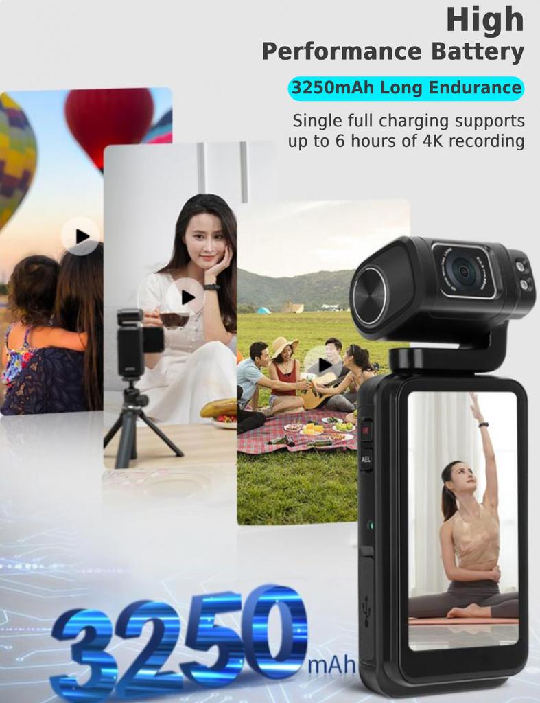 Sxhlseller 5K Ultra HD Action Camera 36MP Digital Camera WiFi Vlogging Camera with IPS Rotatable Touchscreen 10X Digital Zoom - 3.5-inch &