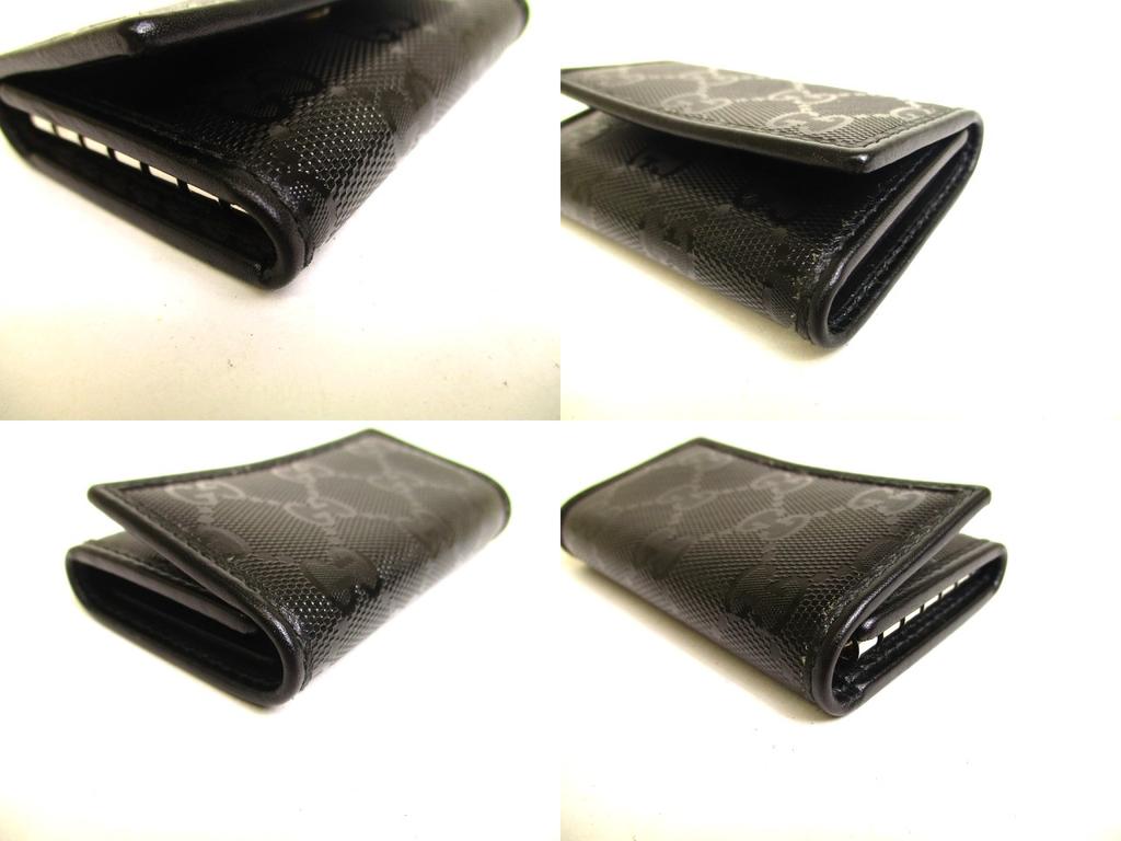 Authentic GUCCI GG Imprimee Black Leather 6 Pics Key Cases #a163  Open Box