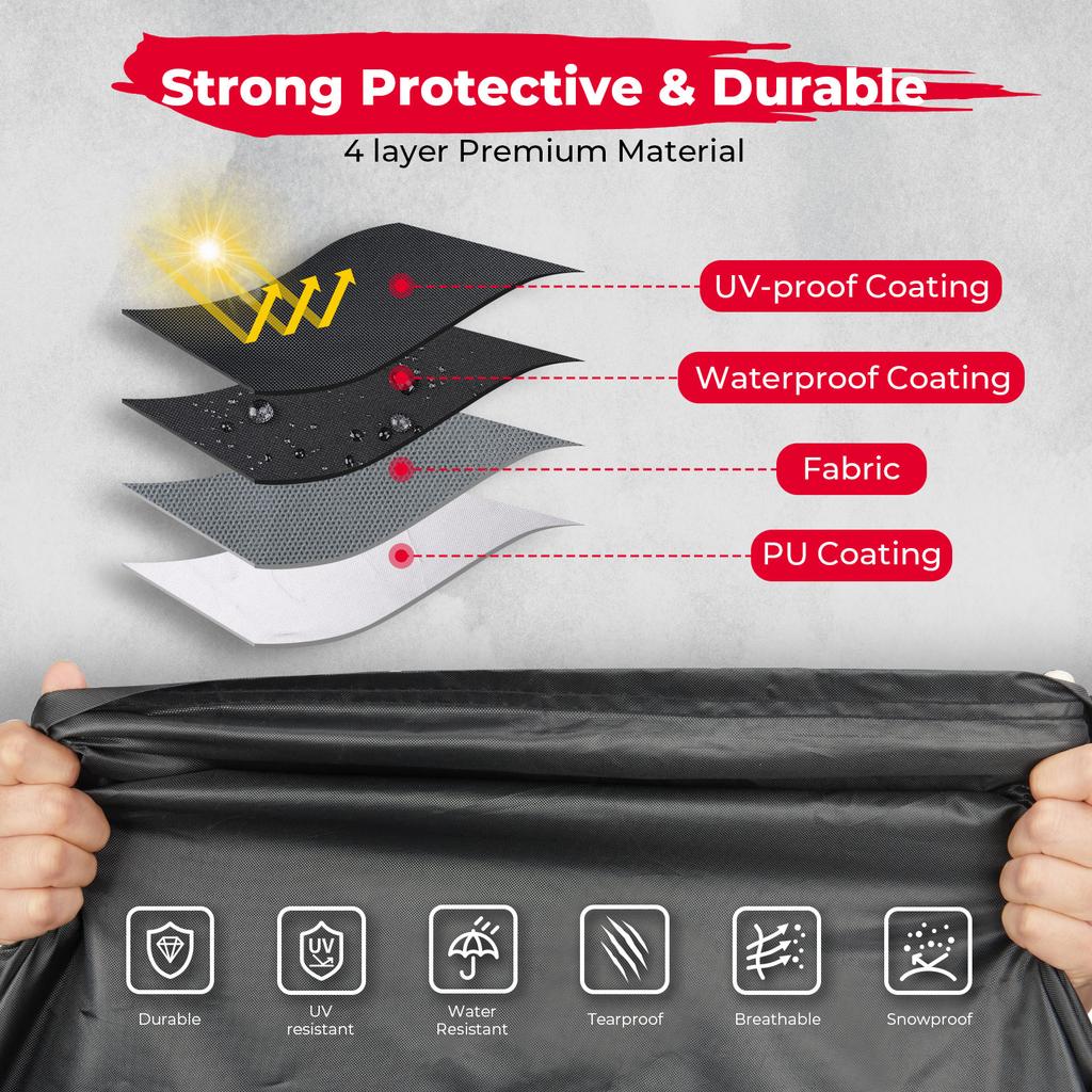 KEMIMOTO UTV Water Resistant Storage Cover Sun Rain Shade Compatible with Polaris Ranger RZR 570 700 800 900 S 1000 XP Black
