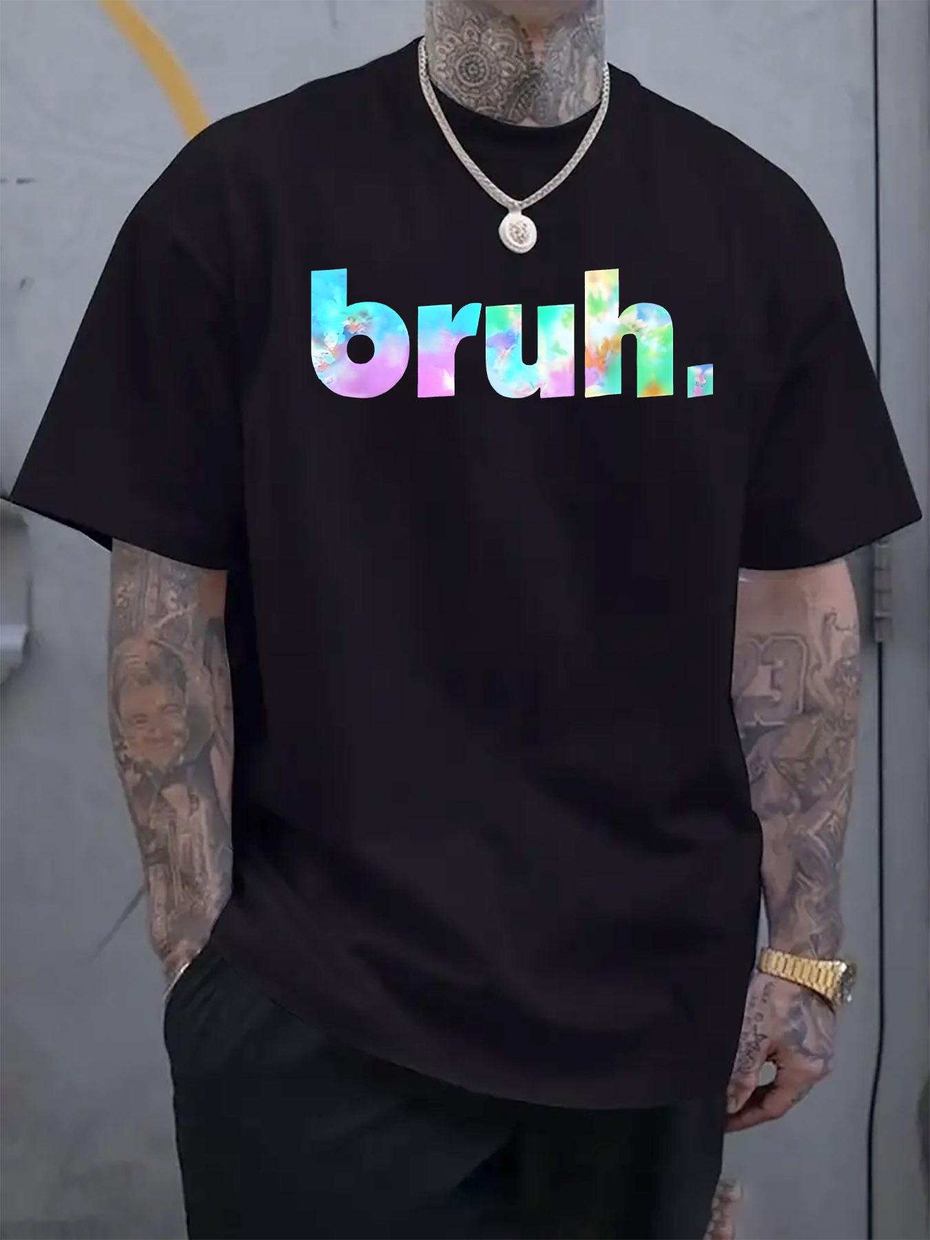 Casual Bruh Graphic T-shirt - Colorful Gradient Print L
