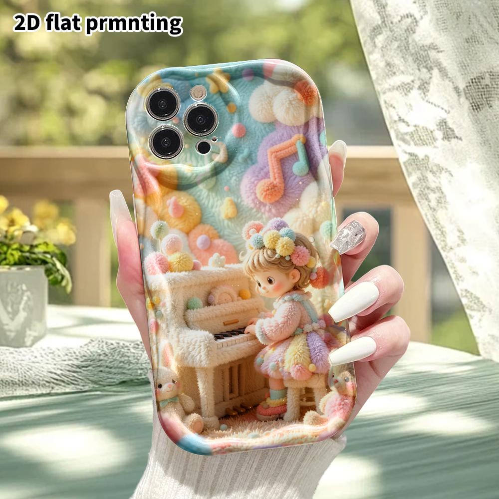 Phone Case: 2D flat, fits iPhone 18 17 16 15 14 13 12 Pro protective case, little girl with yarn, perfect Christmas and Halloween holiday gift