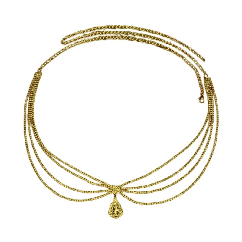 Chain Belt For Women Waist Chain Belt Water Drop Chain Belly Chain For Dress Western Rhinestones Belt Waist Chain