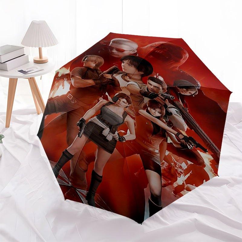 1pc Resident Evil Automatic Opening/Closing Umbrella with Convenient Three-Fold Design, 8 Iron Ribs - for Outdoor Daily UseA06