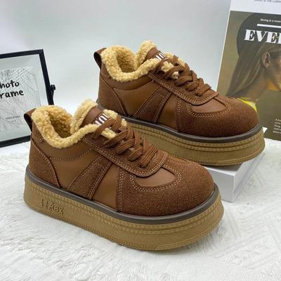 Women Fur Warm Cotton Shoes Ankle Boots Flats Sneakers New Designer Suede Plush Snow Boots Sport Platform Casual Shoes Botas