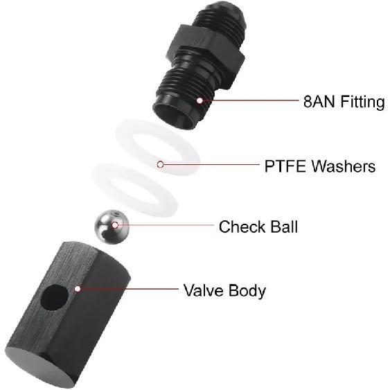 6AN 8AN 10AN Male Fuel Cell Tank Rollover Vent Valve Aluminum Black with valve exhaust system