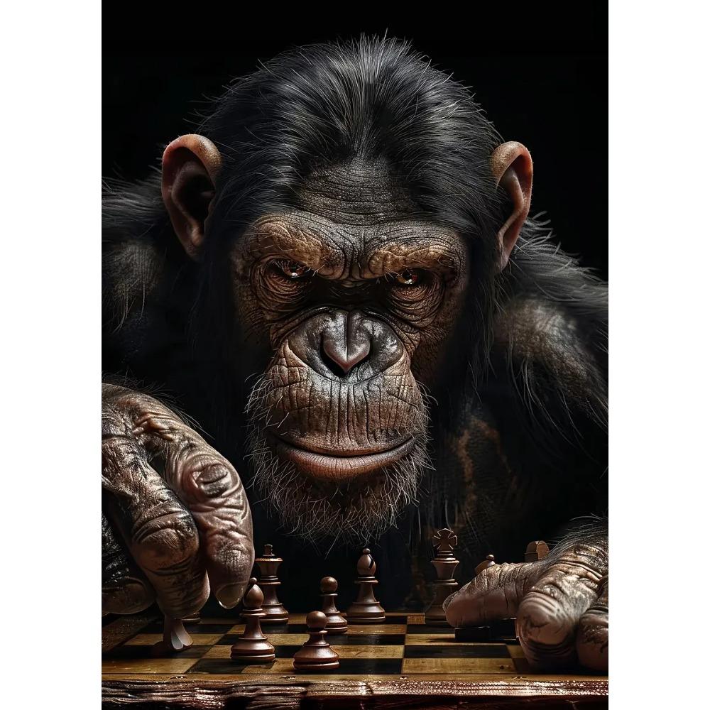 Tiger Vs Lion Chess Raccoon Chimpanzee Bear Leopard Canvas Painting Poster Print Motivational Wall Art Pictures Room Home Decor