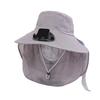 Solar Hat Fan Striped Wide Brim Fan UV Protection Fishing Hat