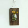 Yousheng Glass Wall Planter Hanging Vase with Wooden Board Oblate Flower Vase for Hydroponics Plants Flowers Home Office Decor