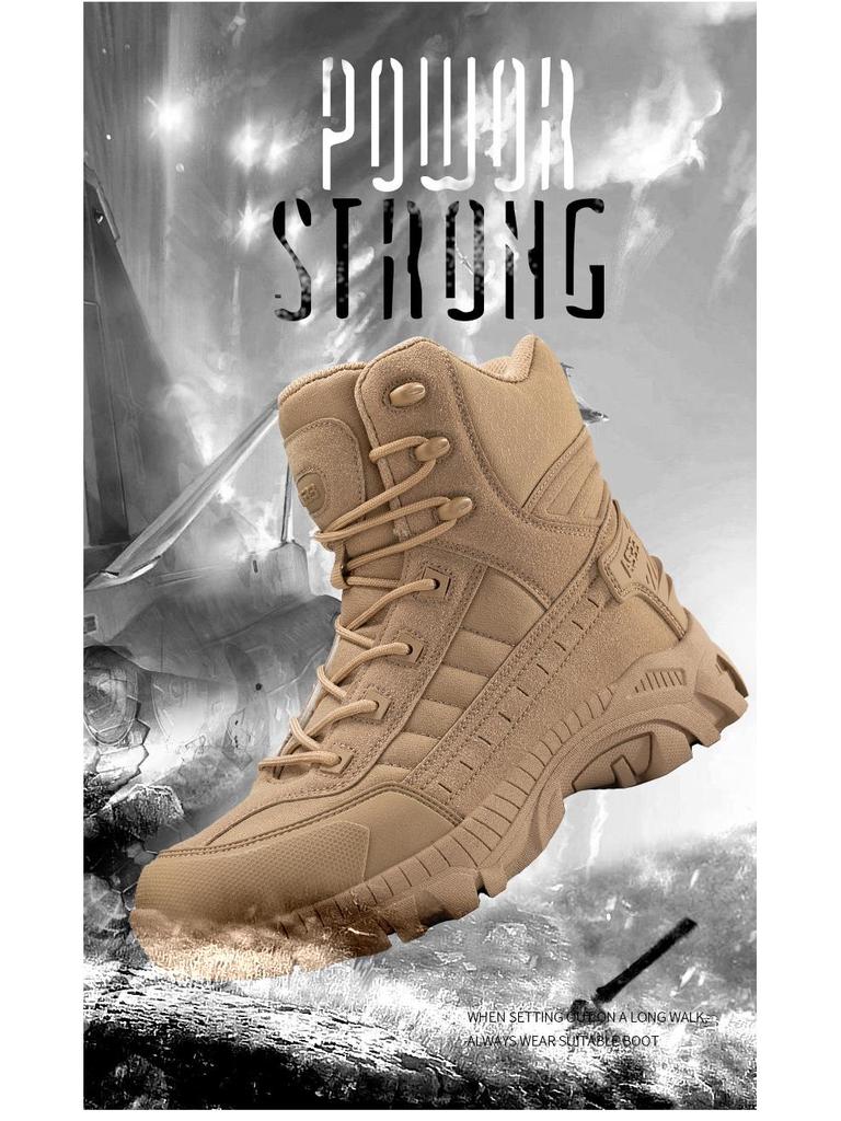 Men's Large Military-Style Outdoor Hiking Boots - Wear-Resistant, Anti-Kick, Ideal for Camping and Sports.