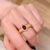 Vintage Brushed Oval Ruby Female Ring Vintage Sparkling Diamond Wide Red Zircons Engagement Ring Party Fine