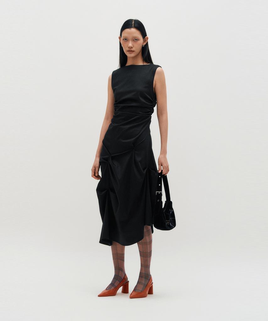Kimjisu Dozi - Sleeveless Pinched Long Dress _ Black