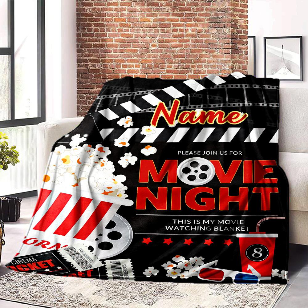 Movie Night Home Customize Your Name Blankets Comfortable Soft Lightweight Allseason Multipurpose Blanket For Picnics Sofas Offices Beds Living Rooms