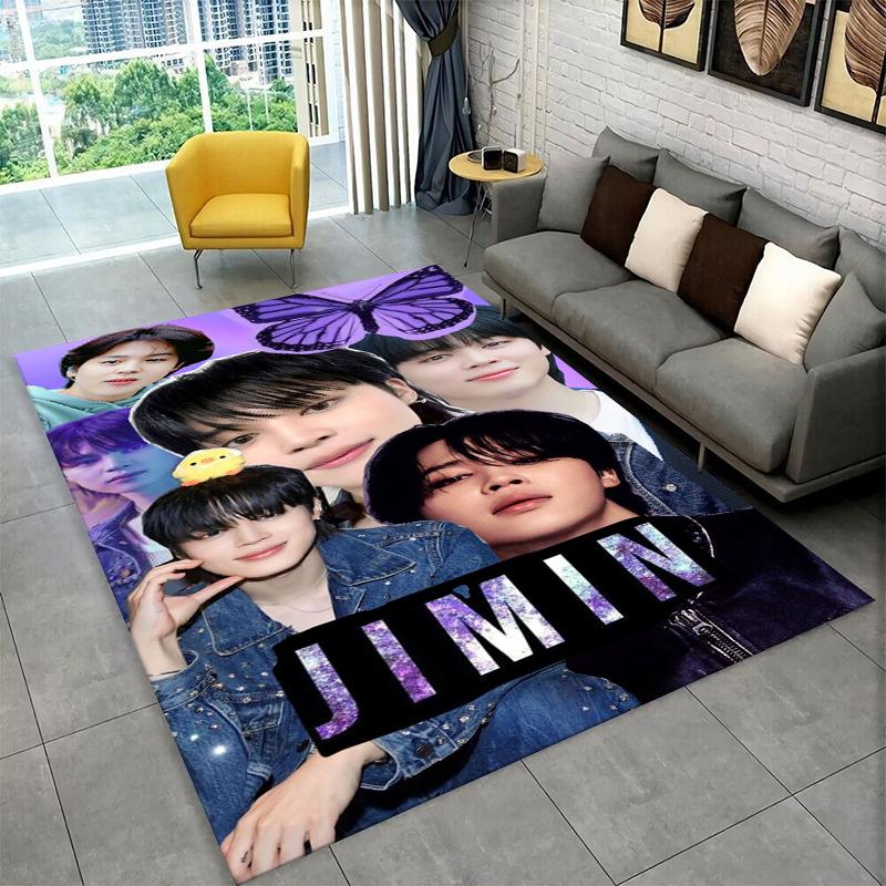 Kpop B-BTS JIMIN Star Carpet Rug for Playroom Bedroom Living Room Sofa Home Decor,kid Area Rug Non-slip Floor Mat Gift