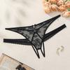 2026 LY New Wholesale Black Polyamide Floral Low-waisted Hollow Bow Open Crotch Plus Size1XL-4XL Women's Lace Panty G-string