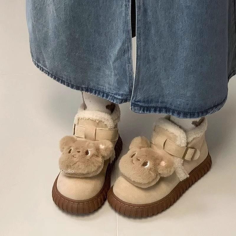 

Модная племенная плюшевая зимняя обувь детская зима 2025 новая утолщенная теплая хлопковая обувь нескользящие короткие ботинки 40