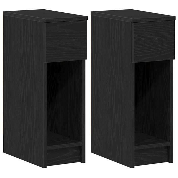 VidaXL Bedside Tables with Drawer 2 Pcs Black Oak 20x36x60 Cm, Side Table, Bedside Cabinet, Side Table for the 858698