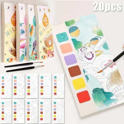 20 Feuilles Livre de Peinture à l'Aquarelle Portable pour Enfants Peindre avec de l'Eau Enfants Gouache Graffiti Image Coloriage Dessin Jouets Cadeaux