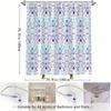 Purple & Blue Floral & Heart Shower Curtain - Elegant Lace Pattern, Symmetrical Design, Polyester with Hooks