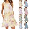 Women's Fashion Beach Dress Sleeveless Round Neck Floral Print Dress