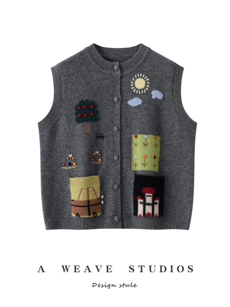 Women's Handmade Knit Sweater Vest - Layered Autumn/Winter Style
