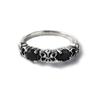 Adjustable Black Obsidian Ring Men Women Vintage Geometric Crown Design Silver-Plated Copper Jewelry Gift