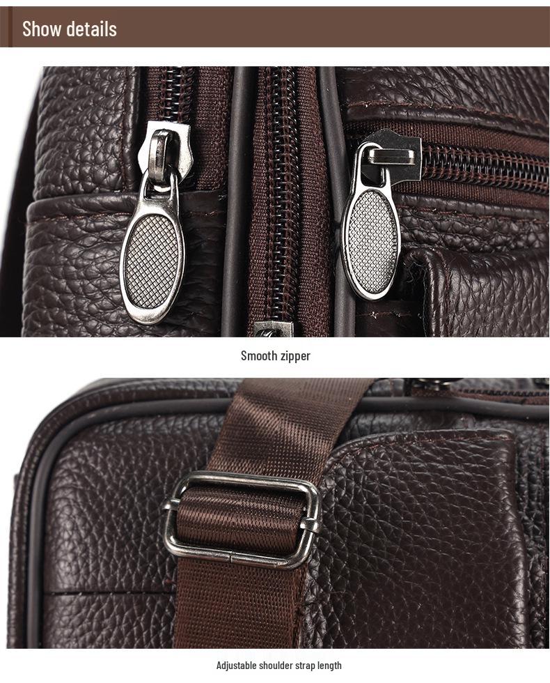 2024 Men's Genuine Leather Crossbody Chest Bag - Top Layer Cowhide for Outdoors & Business