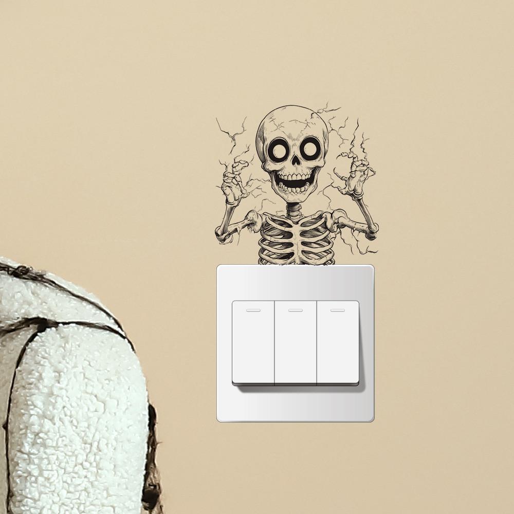 Wall Halloween Skeleton Decal With Selfadhesive Pvc Material For Decoration Home