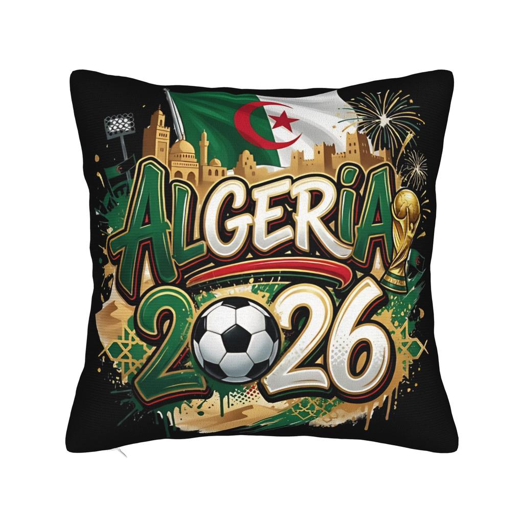 Decorative Pillow Covers Algeria Flag Algerian Soccer football Merchandise Home  Throw Pillow Case Cover Square Multi Size
