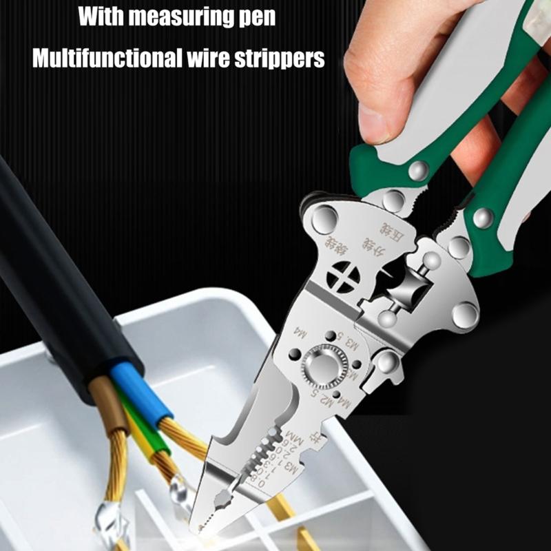 Ergonomic Handle Folding Wire Stripper With Built In Voltage Tester Electrical Tool For Safe Electrical Work