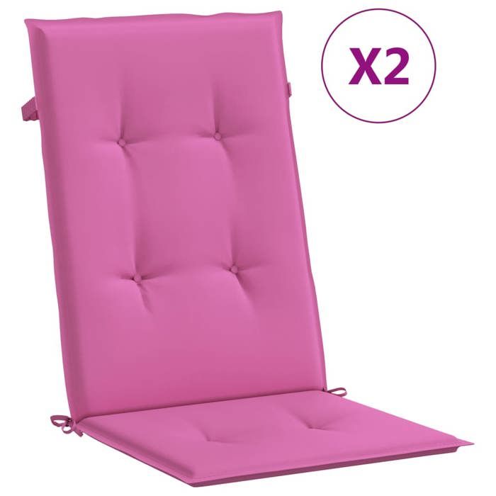 VidaXL Coussins de chaise de jardin à dossier haut lot de 2 rose tissu 361268