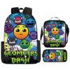 Cartoon Geometry Dash Kinder Schulrucksack mit Umhängetasche Federmäppchen Schultaschen für Jungen Mädchen Bestes Geschenk