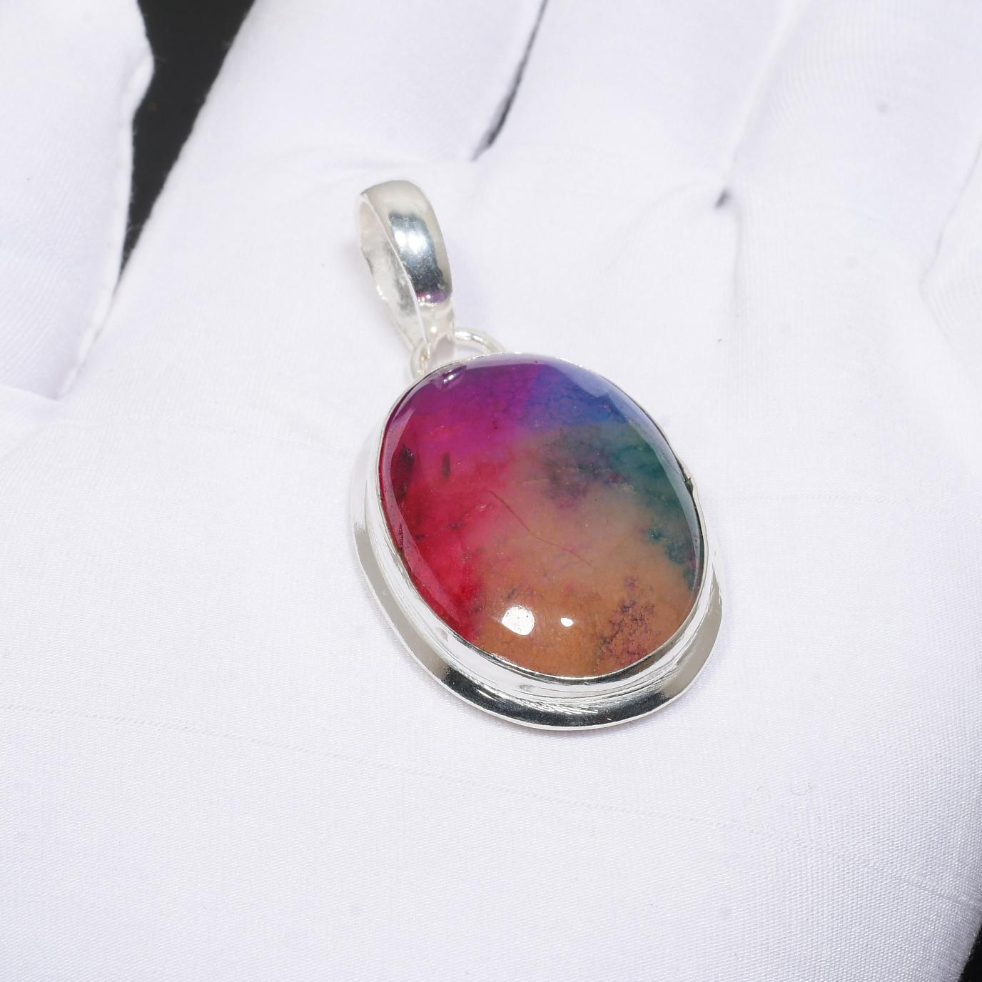 Радужный солнечный кварцевый драгоценный камень ручной работы Стерлинговое серебро 925 — фото 5