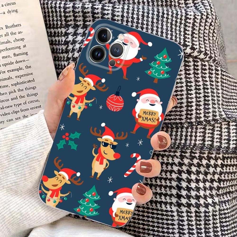 Christmas Cartoon New Year Phone Case For iPhone 15 14 11 12 13 Mini Pro XS Max Cover 6 7 8 Plus X XR SE 2020 Funda Shell