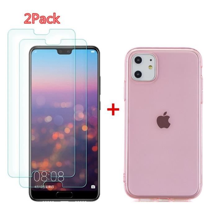 Coque Souple - Apple - iPhone 11 Pro Max - TPU Silicone - Verre Trempé - Transparent 2PCS